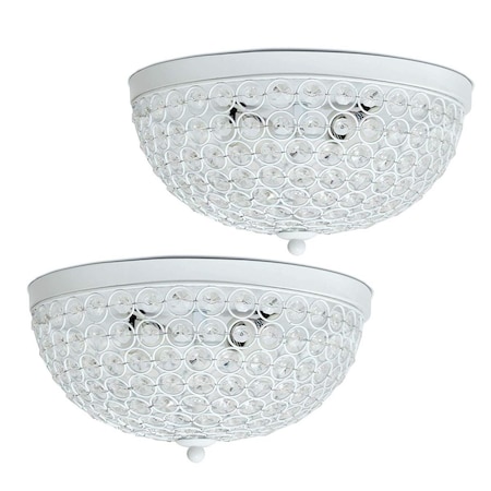 Iluminando 2 Light Elipse Crystal Flush Mount Ceiling Light, White IL2519718